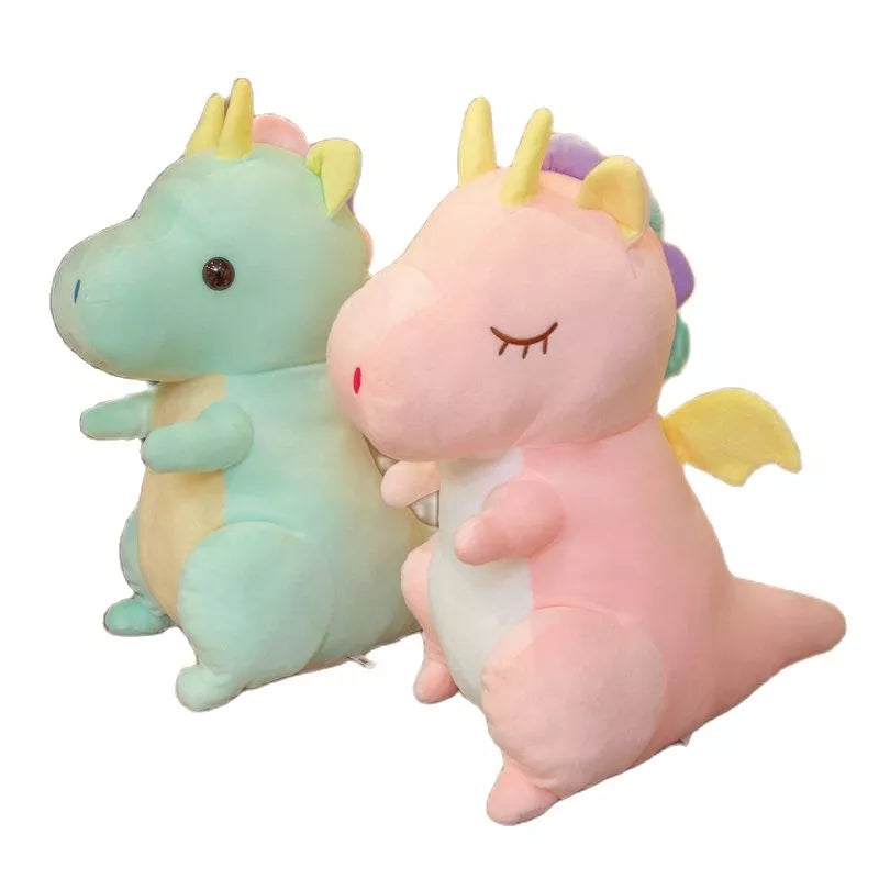 Pastel Dragon With Yellow Angel Wings - Pink or Green Sleeping Plush Toy Mythical - Tophatter Daily Deals