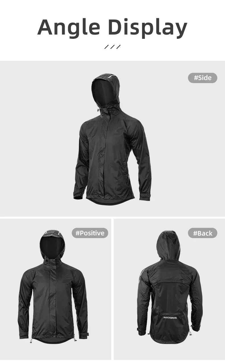 Waterproof Mens Cycling Jacket - Hooded, Nylon, For Rain - Tophatter Daily Deals