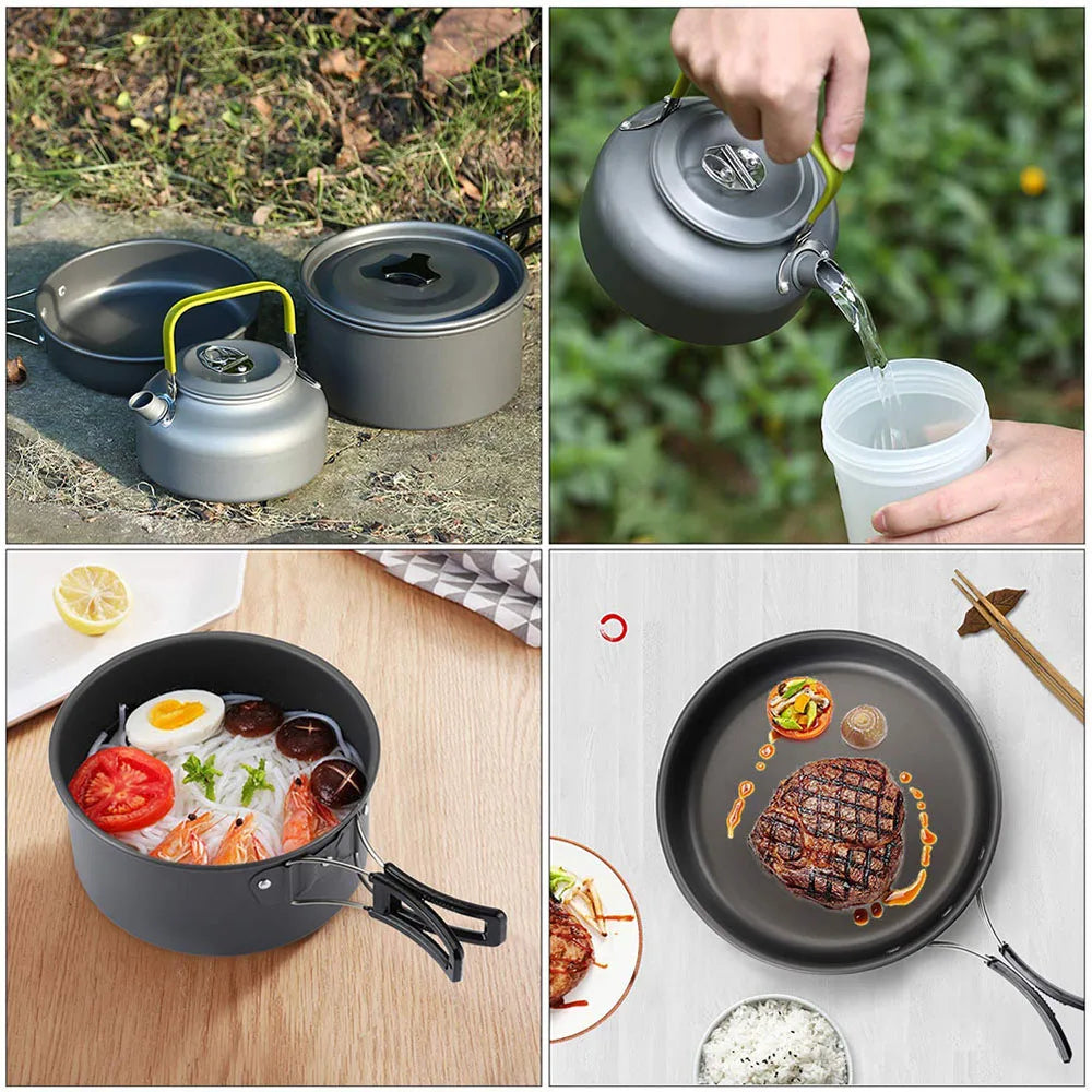 11-Piece Outdoor Camping Cookware Set Black Camp Cooking - Tophatter Daily Deals