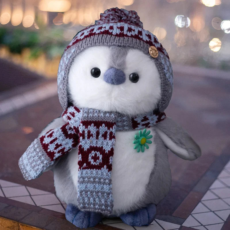 Cosy Penguin With Scarf and Hat Plush Winter Christmas Plush Animals - Tophatter Daily Deals