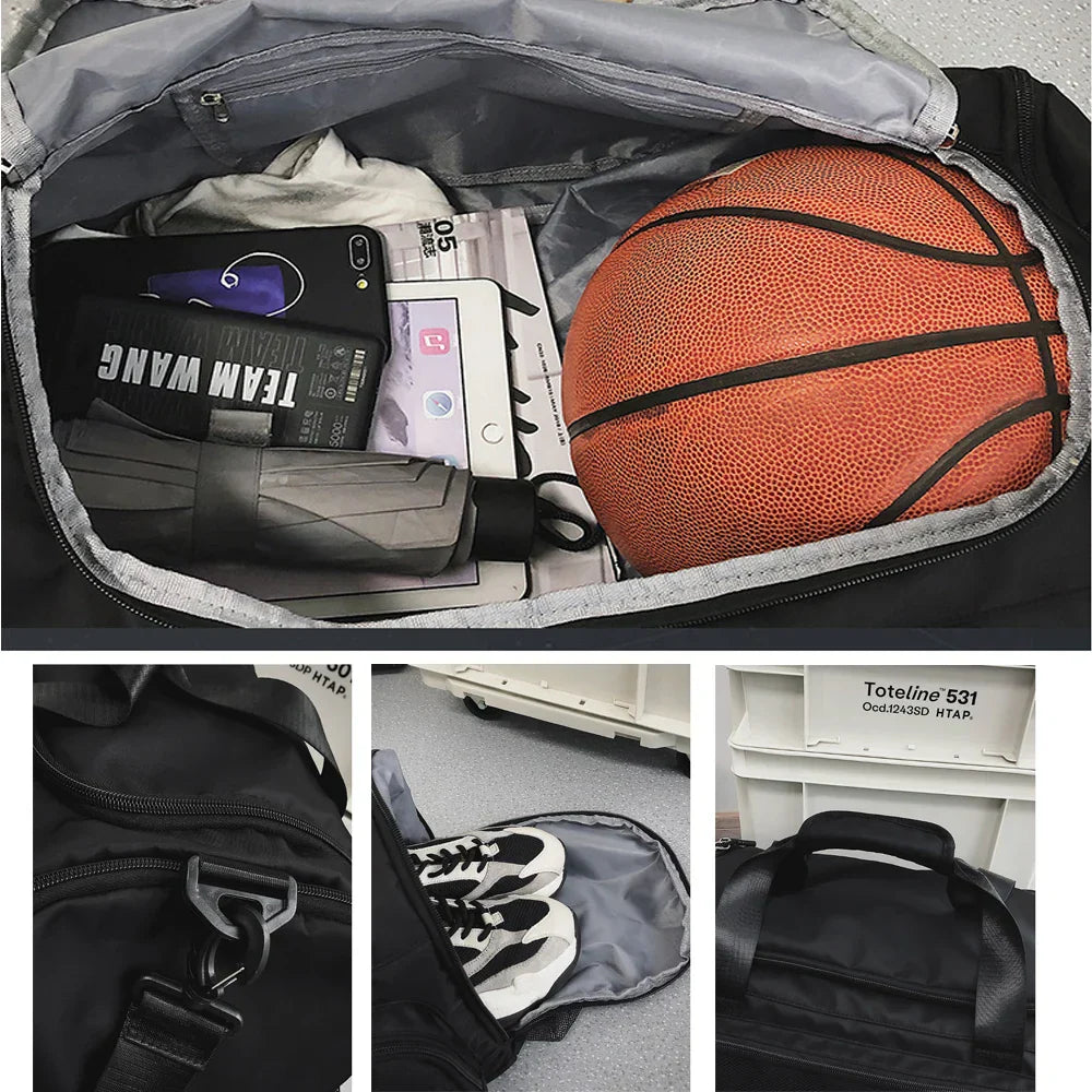Waterproof Dry-Wet Separation Backpack Duffel Black Duffel Bags - Tophatter Daily Deals