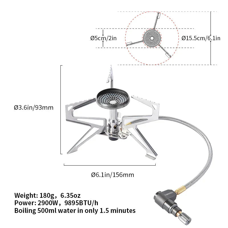 2900W Pressure Regulator Camping Stove Silver Camp Cooking - Tophatter Daily Deals