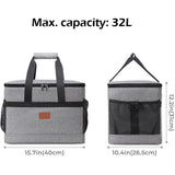 32L Large Soft Cooler Bag with Hard Liner Grey Camping & Hiking - Tophatter Daily Deals
