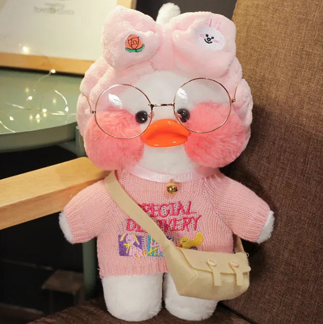 Korean Duck Plush Costume Glasses Dress Explorer White x Baby Pink Animals - Tophatter Daily Deals