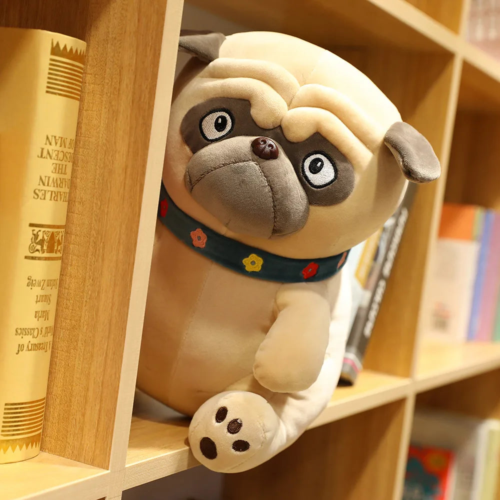 3D Brown Pug Plushie With Green Collar Animals - Tophatter Daily Deals