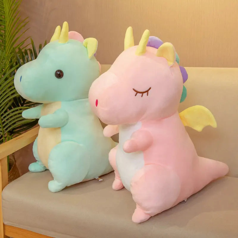 Pastel Dragon With Yellow Angel Wings - Pink or Green Sleeping Plush Toy Mythical - Tophatter Daily Deals