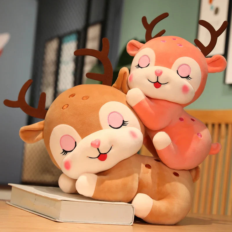 Sika Deer Plush Sleeping Elk Deer Laying Pillow Cushion Animals - Tophatter Daily Deals