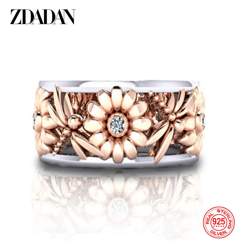 "Sunflower Dream" 925 Sterling Silver Women's Ring Rings - Tophatter Daily Deals