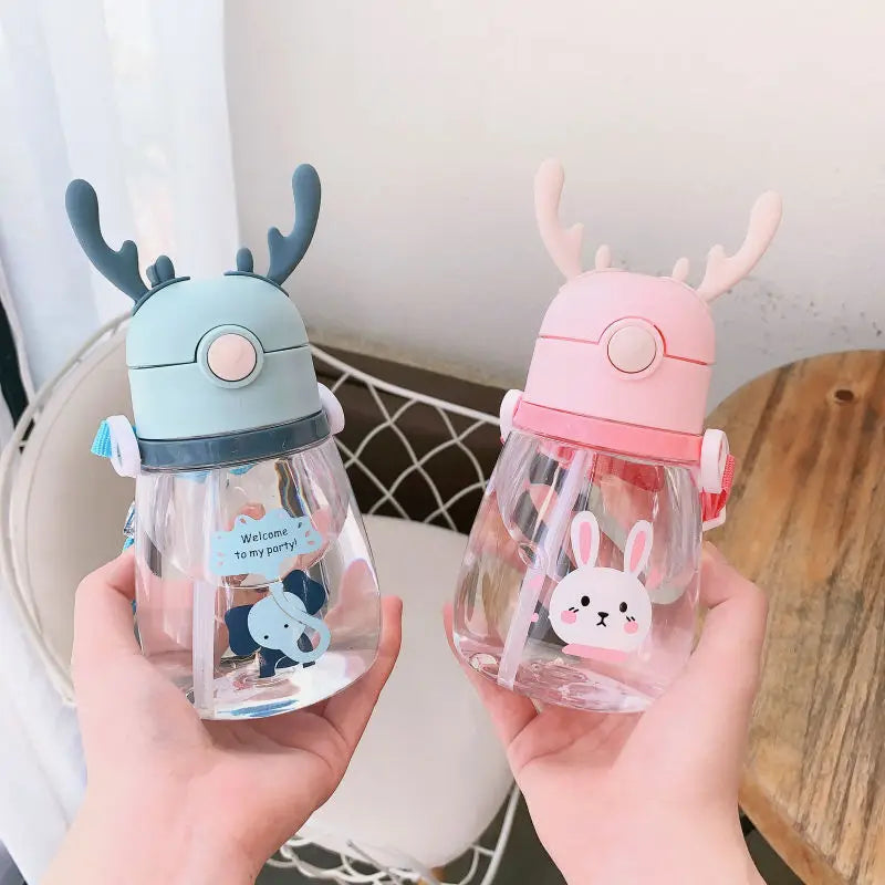 Cute Deer Antlers Water Bottle Pink Blue Yellow Green Animals - Tophatter Daily Deals