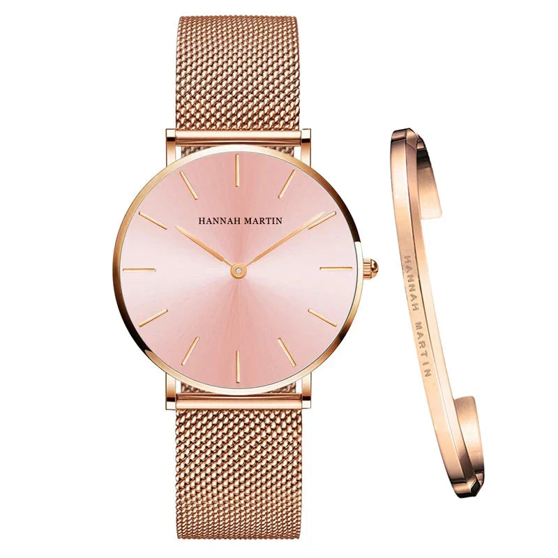 Women's Mesh Bracelet Watch Set (Pink pink) Apparel & Accessories > Jewelry > Watches - Tophatter Daily Deals