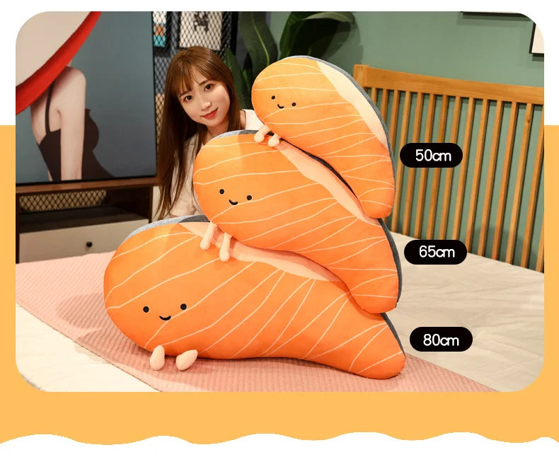 Salmon Plush Pillow Realistic Food Cushion Cozy Gift - Tophatter Daily Deals