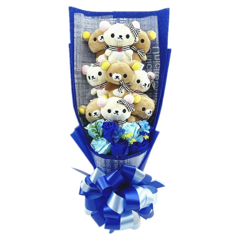 San-X Rilakkuma Korilakkuma Teddy Bear Plush Toy Flower Bouquet Gift Box Flowers - Tophatter Daily Deals