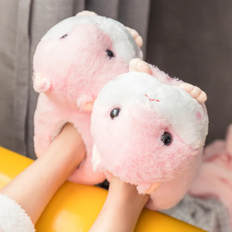 Slippers Winter Warm Home Plush Cute Corgi Slippers Flock Indoor Shoes Casual Slip On Flats Animals - Tophatter Daily Deals