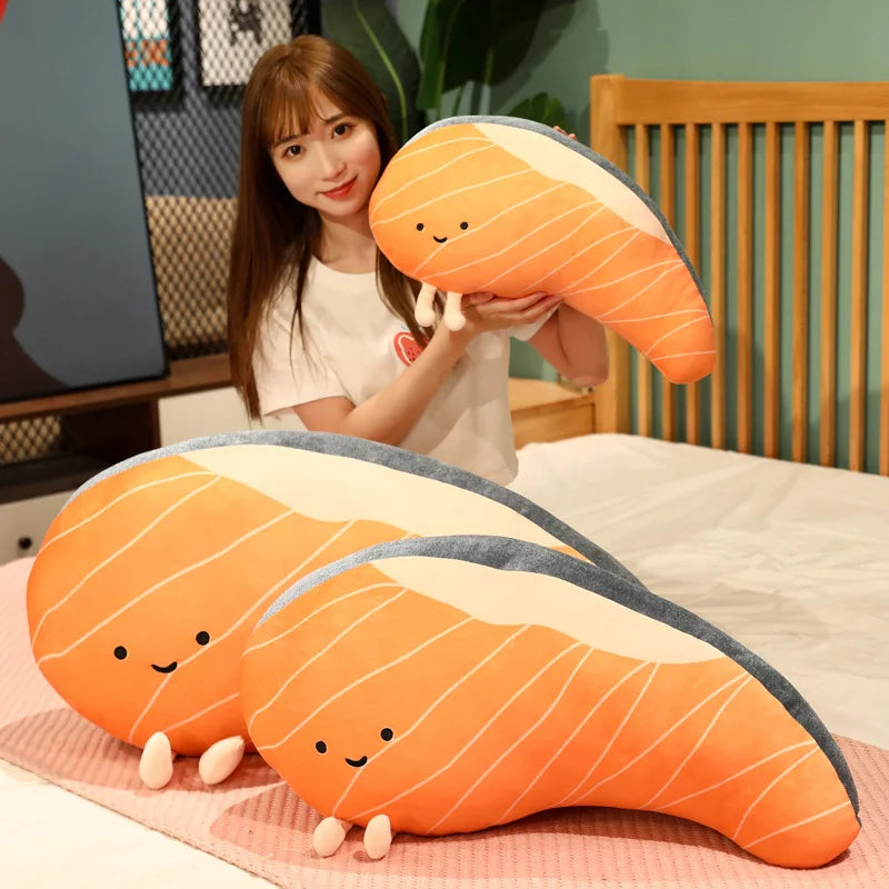 Salmon Plush Pillow Realistic Food Cushion Cozy Gift - Tophatter Daily Deals