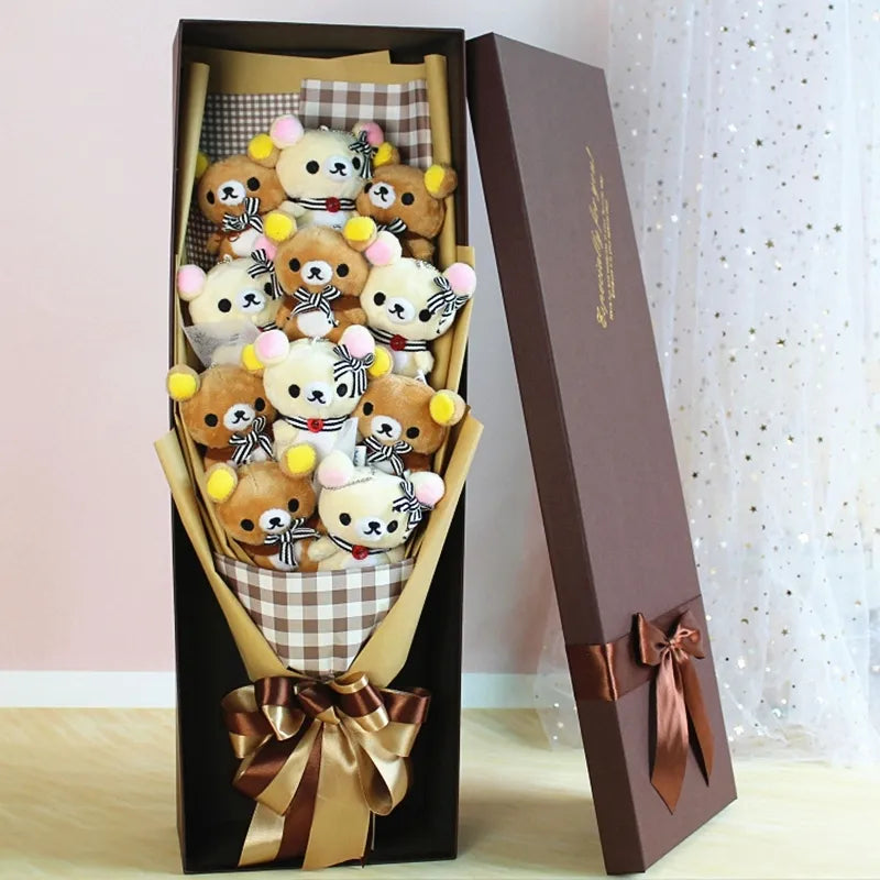 San-X Rilakkuma Korilakkuma Teddy Bear Plush Toy Flower Bouquet Gift Box Flowers - Tophatter Daily Deals
