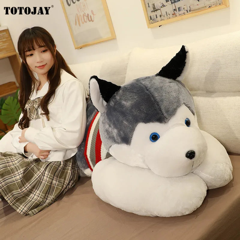 Huskie Dog Plush Doggy Puppy Husky Sleeping Grey White Stuffed Soft Toy Animals - Tophatter Daily Deals