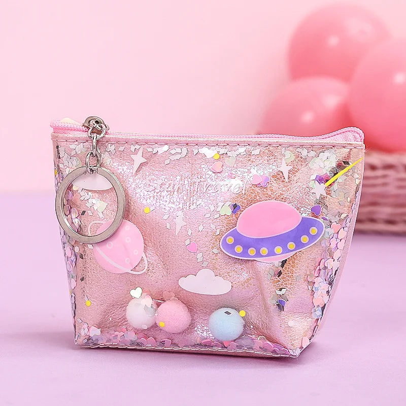 Pencil Case Laser Big Makeup Bag Cosmetic Case Pink Zipped Pouch Outer Space - Tophatter Daily Deals