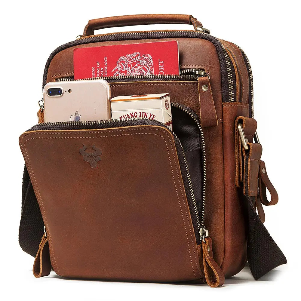Leather Men's Messenger Shoulder Travel Bag Luggage & Bags > Messenger Bags - Tophatter Daily Deals