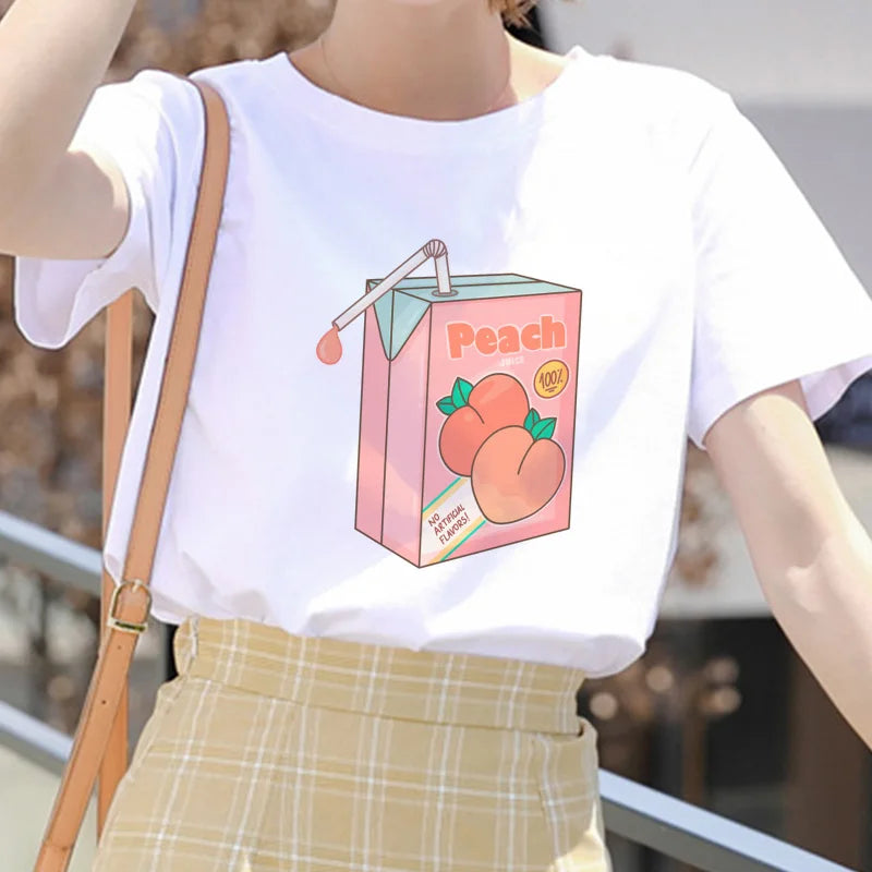 Pink Peach Juice Harajuku T Shirt Peach Juice Food - Tophatter Daily Deals