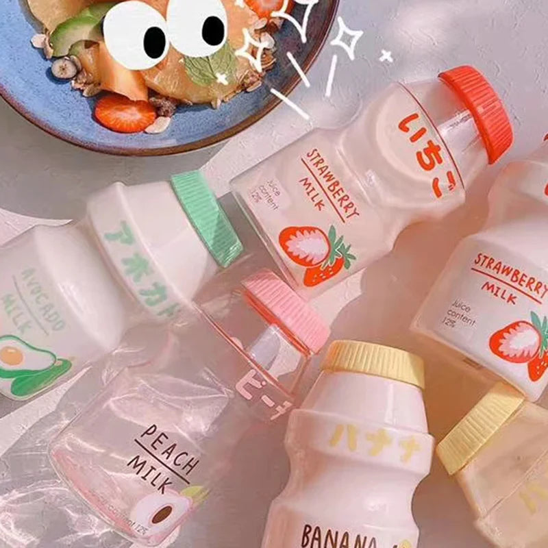 Milk Carton Shaped Water Bottle 480ml Pink, Red, Yellow, Green Food - Tophatter Daily Deals