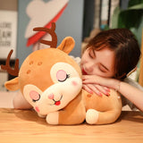Sika Deer Plush Sleeping Elk Deer Laying Pillow Cushion Animals - Tophatter Daily Deals