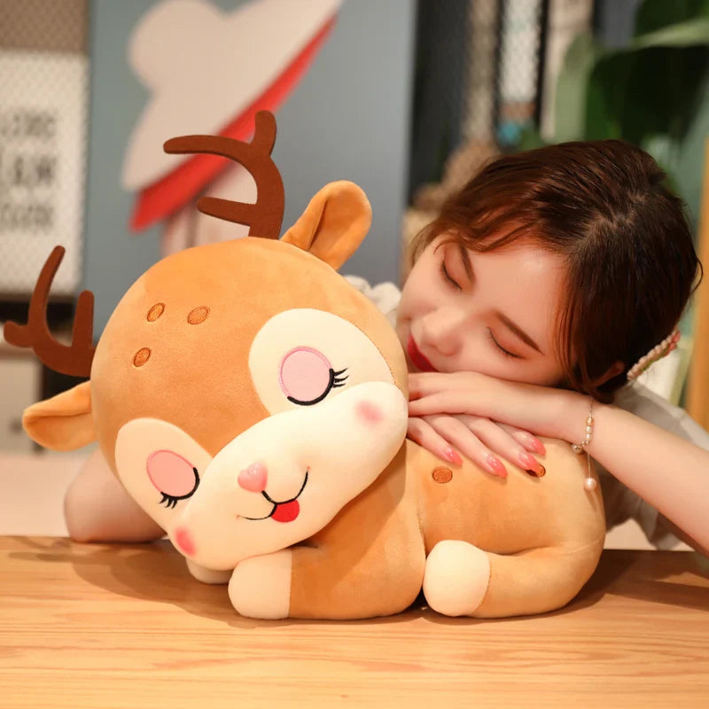 Sika Deer Plush Sleeping Elk Deer Laying Pillow Cushion Animals - Tophatter Daily Deals