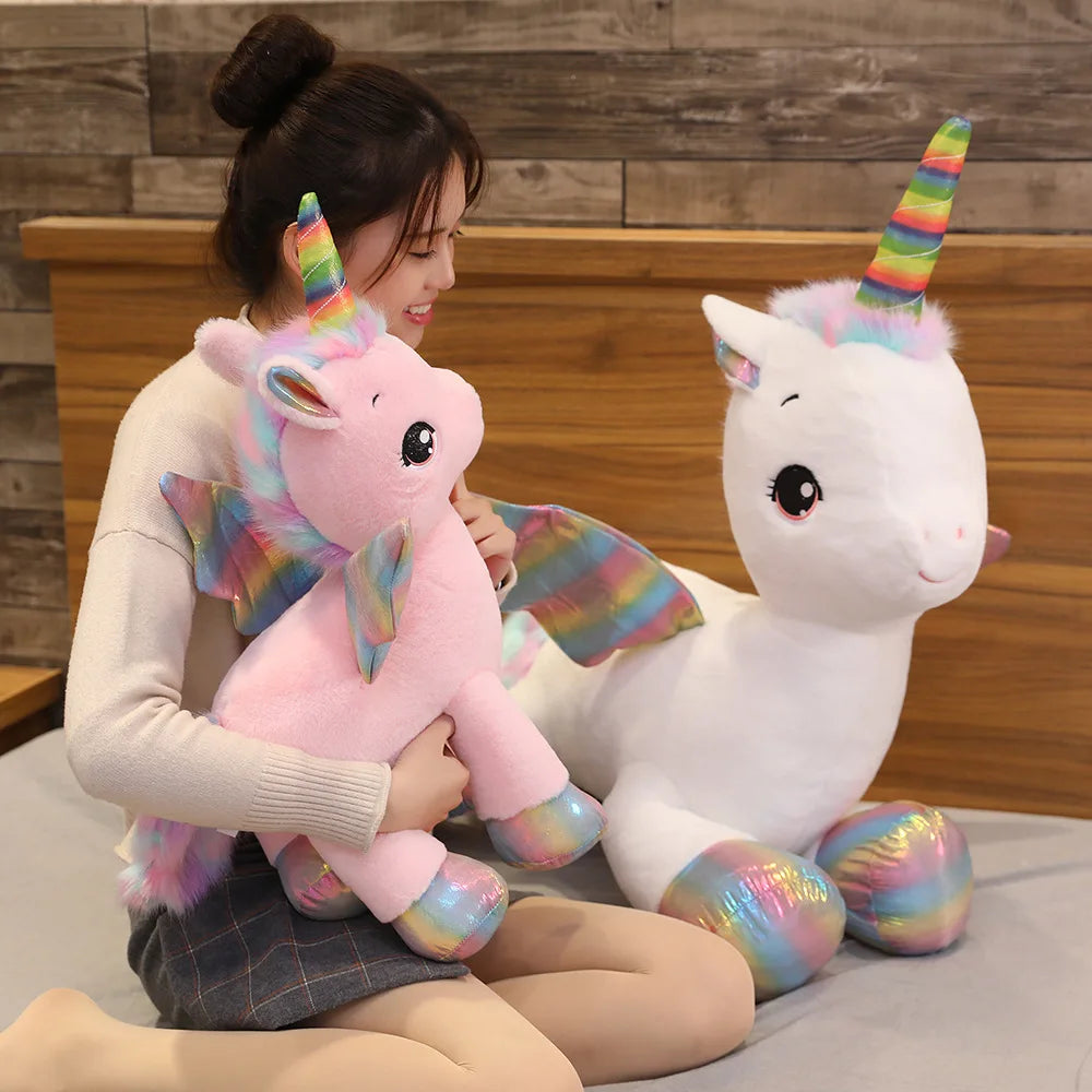 Unicorn Dream Rainbow Plush Toy High Quality Pink Horse Sweet Girl Home Decor Sleeping Pillow Gift For Kids up to 100cm Mythical - Tophatter Daily Deals