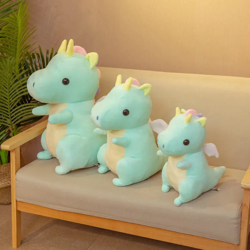 Pastel Dragon With Yellow Angel Wings - Pink or Green Sleeping Plush Toy Mythical - Tophatter Daily Deals