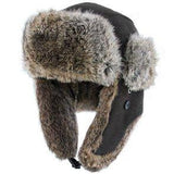 Walrus Hats Genuine Rabbit Fur Brown Trapper Hat Black Trapper - Tophatter Daily Deals