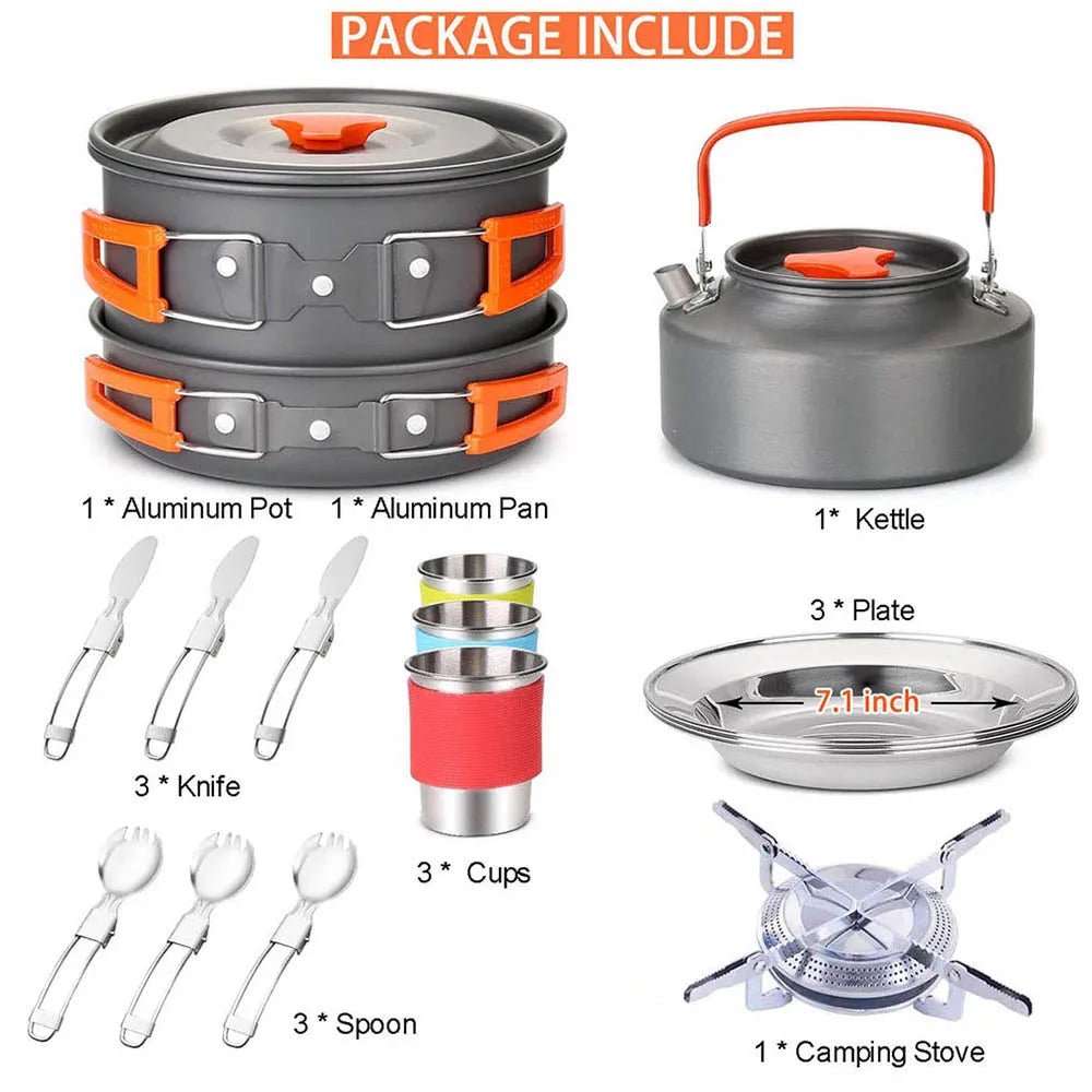 Camping Cookware Kit Orange Camp Cooking - Tophatter Daily Deals