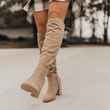 Supportive Women’s Knee Boots - Suede Slouchy, Everyday Beige - Tophatter Daily Deals