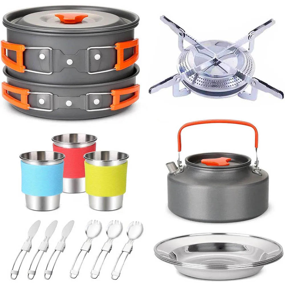 Camping Cookware Kit Orange Camp Cooking - Tophatter Daily Deals