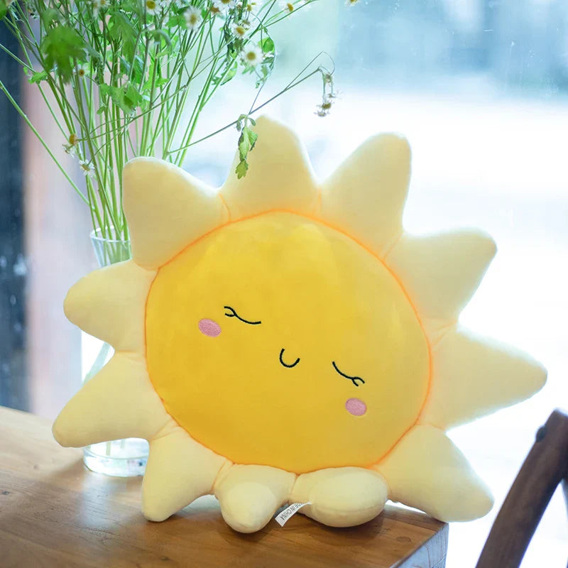 Happy Yellow Sunshine Sun Plush Smiley Cloud Rain Raindrops Weather Sun - 40cm Rainbows - Tophatter Daily Deals