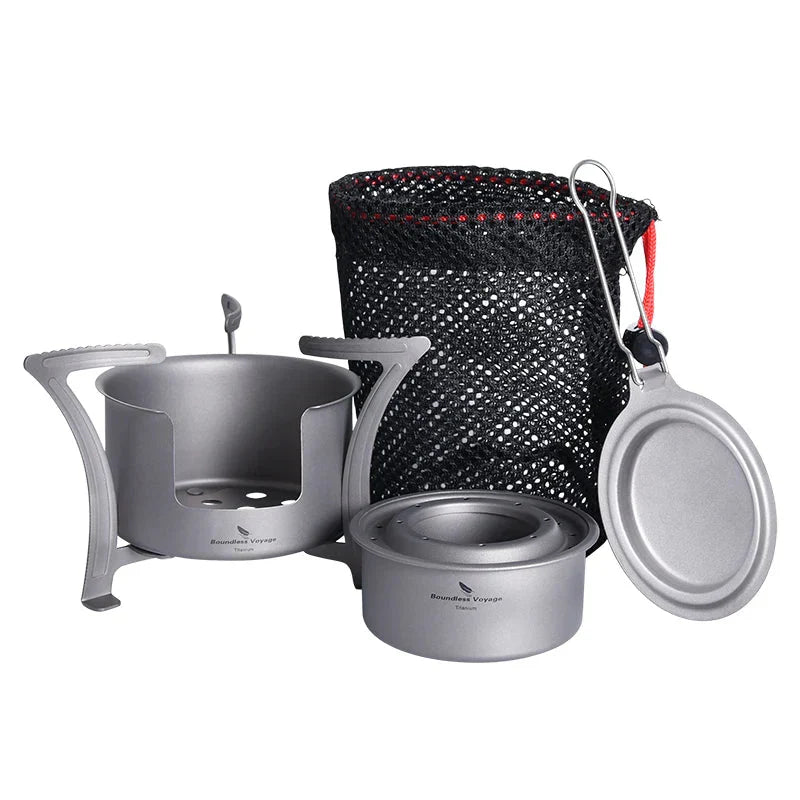 Titanium Multi-Fuel Camping Stove Grey Camp Cooking - Tophatter Daily Deals