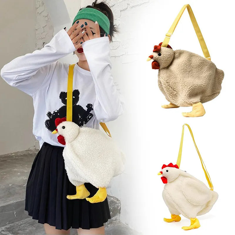 White Chicken Chick or Duck Goose Plush Handbag Crossbody Bag Animals - Tophatter Daily Deals