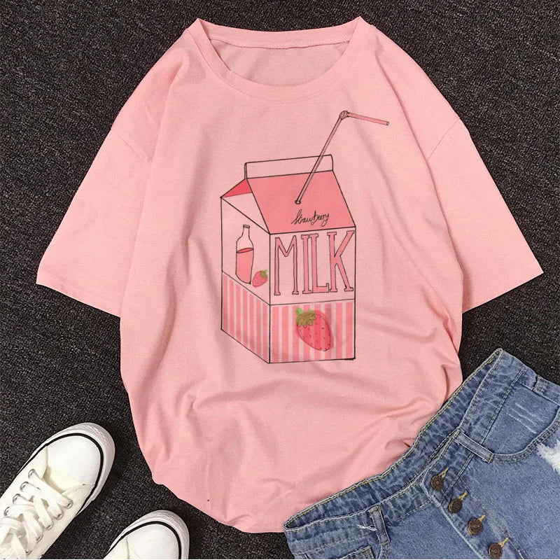 Pink Peach Juice Harajuku T Shirt Food - Tophatter Daily Deals