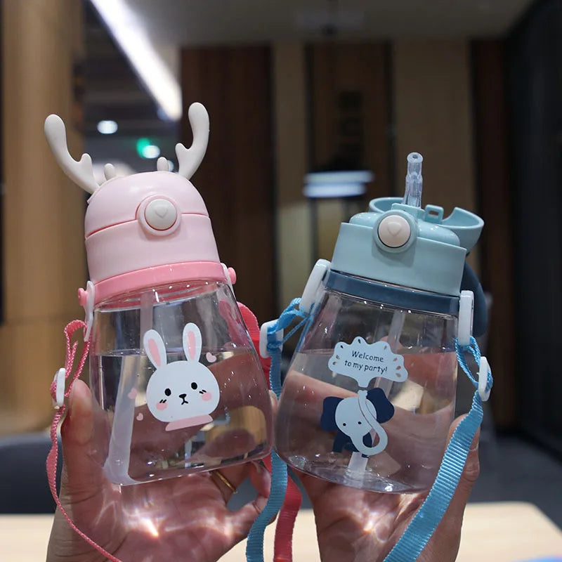 Cute Deer Antlers Water Bottle Pink Blue Yellow Green Animals - Tophatter Daily Deals