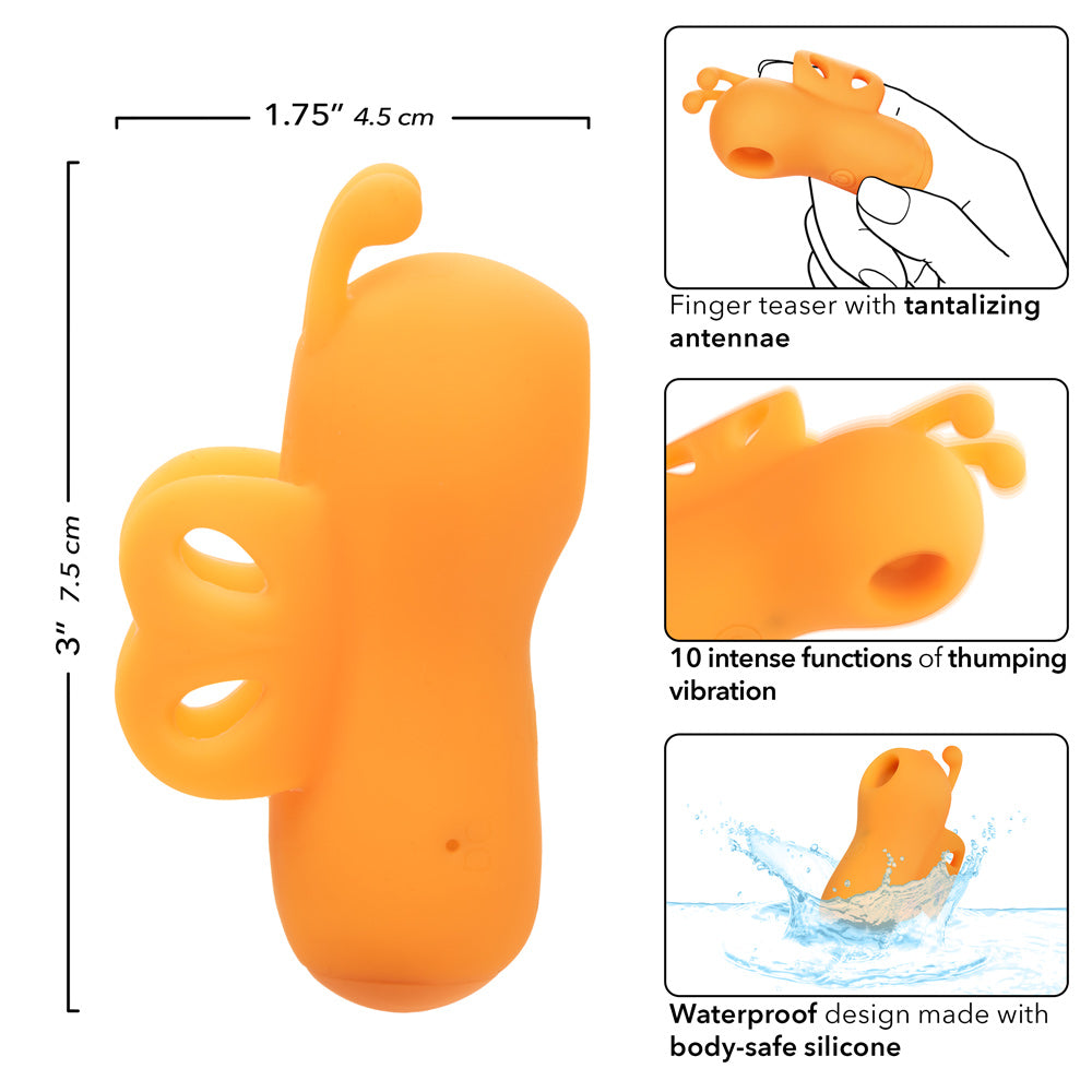 Neon Vibes The Buzzing Vibe Orange Silicone Finger Teaser with 10 Vibration Functions and Rechargeable > Vibrators > Finger Vibrators - Tophatter Daily Deals