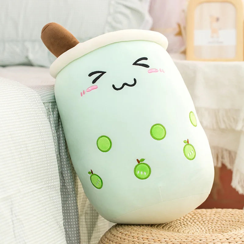 Bubble Tea Boba Milk Tea Drink Plushie Apple (Closed Eyes) Food - Tophatter Daily Deals