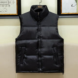 Warm Men's Puffer Vest - Sleeveless Quilted Down, Winter Black - Tophatter Daily Deals