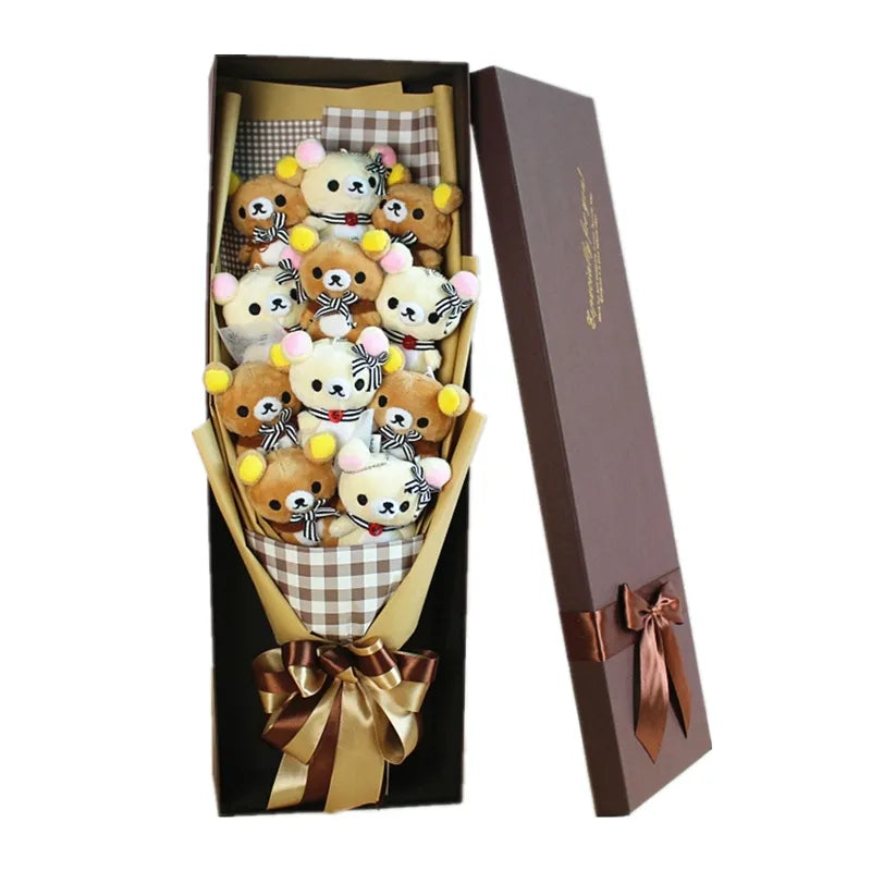 San-X Rilakkuma Korilakkuma Teddy Bear Plush Toy Flower Bouquet Gift Box Flowers - Tophatter Daily Deals