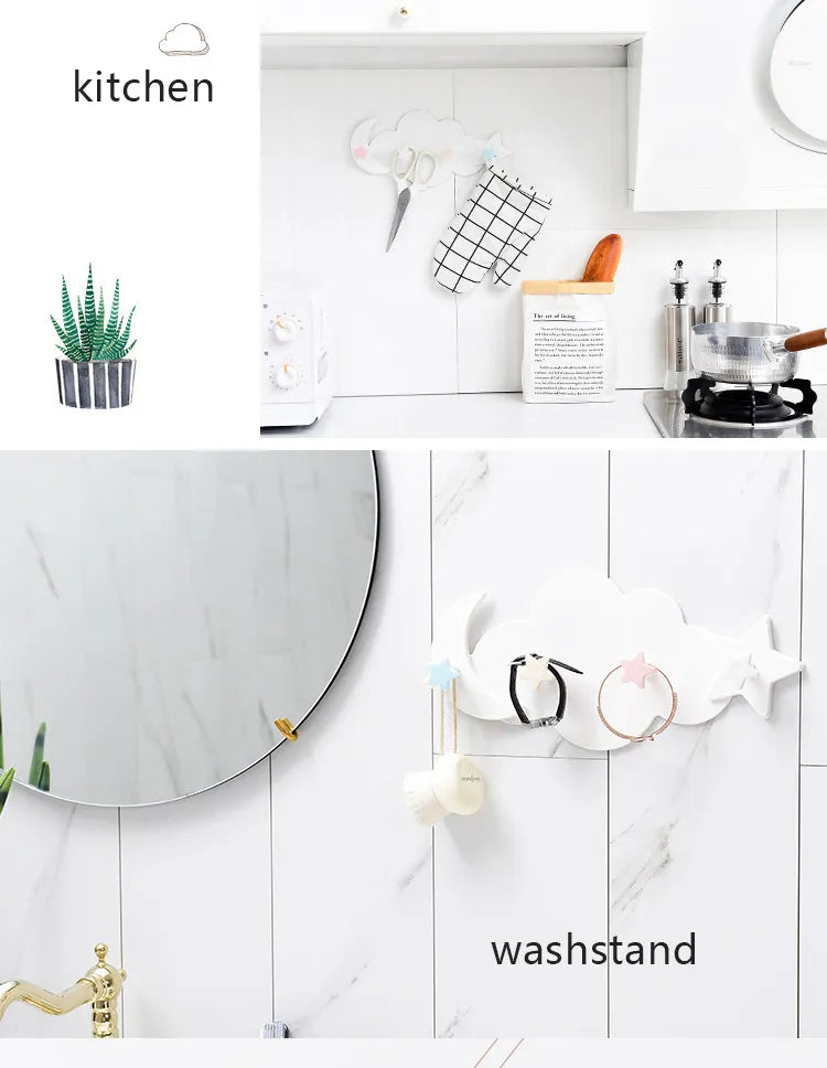 Kawaii Cloud Hooks Children's Room Wall Hanging Decor Rainbows - Tophatter Daily Deals