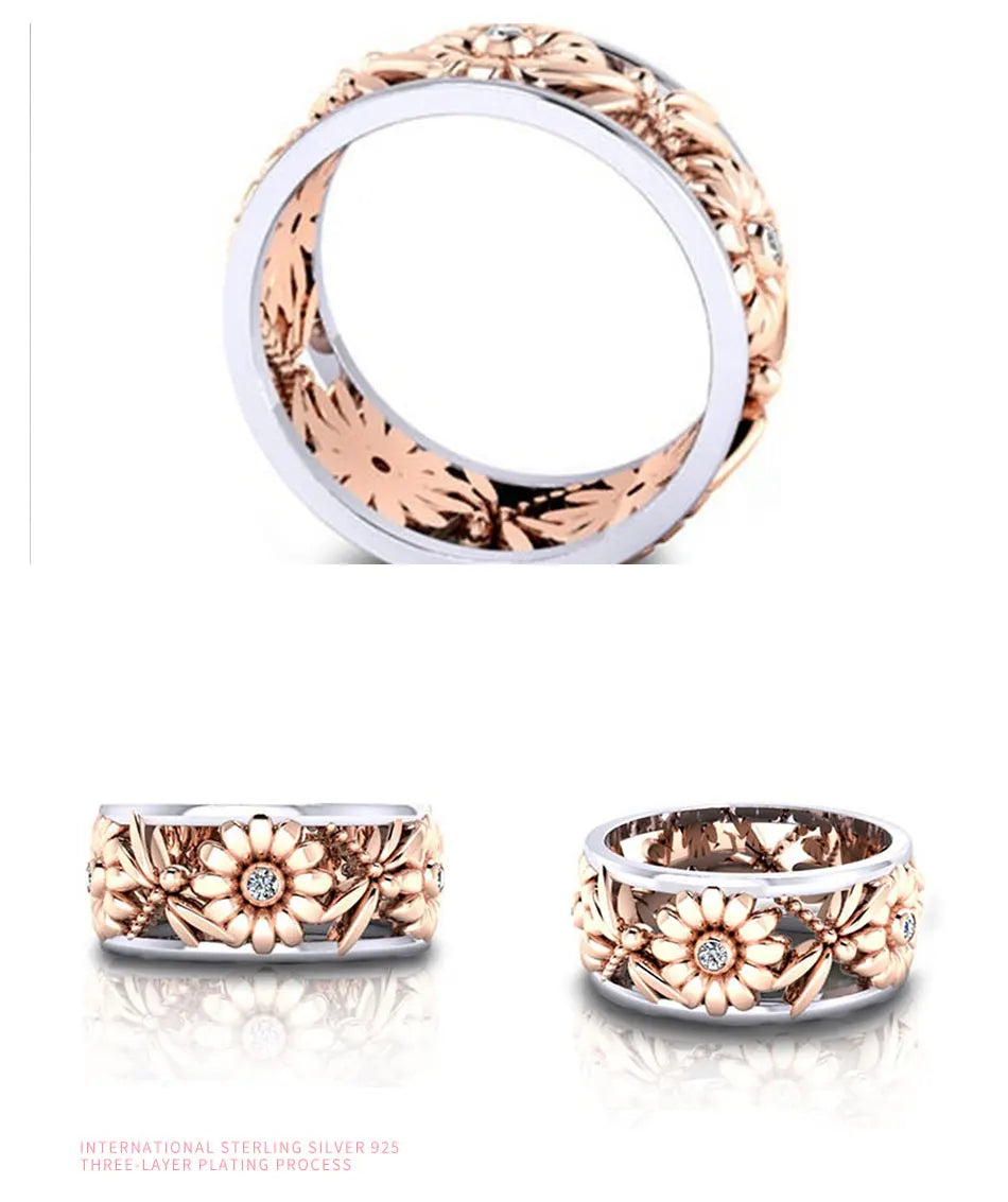 "Sunflower Dream" 925 Sterling Silver Women's Ring Rings - Tophatter Daily Deals