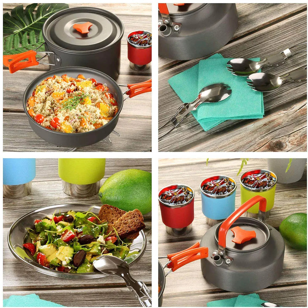 Camping Cookware Kit Orange Camp Cooking - Tophatter Daily Deals