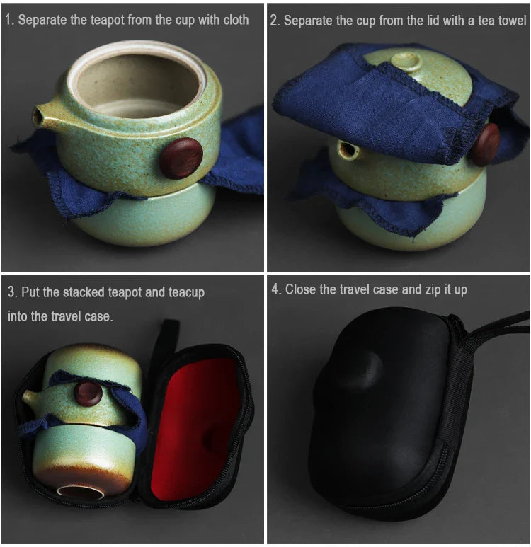 Porcelain Portable Travel Tea Set Kung Fu Teaware Handmade - Tophatter Daily Deals