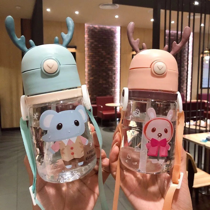 Cute Deer Antlers Water Bottle Pink Blue Yellow Green Animals - Tophatter Daily Deals