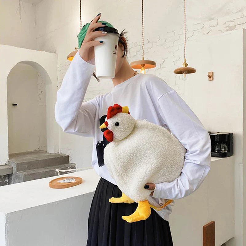 White Chicken Chick or Duck Goose Plush Handbag Crossbody Bag Animals - Tophatter Daily Deals