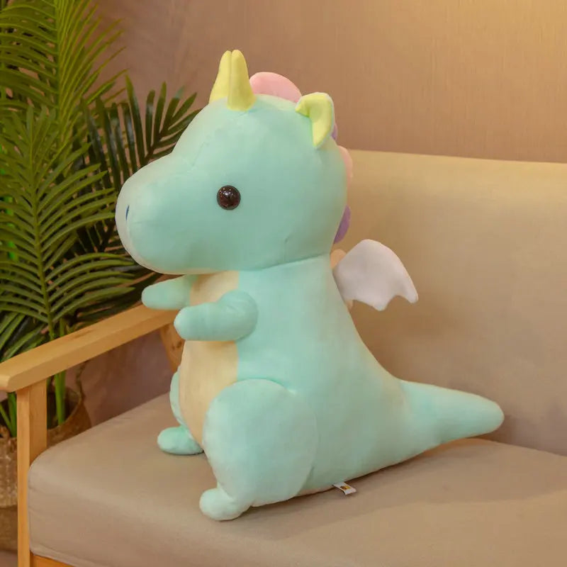 Pastel Dragon With Yellow Angel Wings - Pink or Green Sleeping Plush Toy Green Mythical - Tophatter Daily Deals