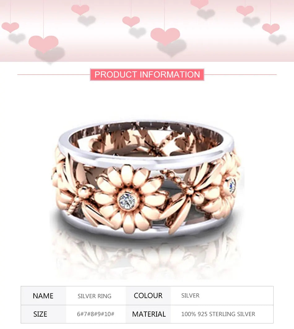 "Sunflower Dream" 925 Sterling Silver Women's Ring Rings - Tophatter Daily Deals