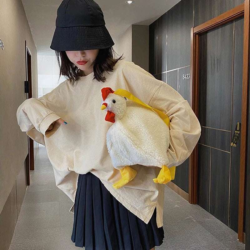 White Chicken Chick or Duck Goose Plush Handbag Crossbody Bag Animals - Tophatter Daily Deals